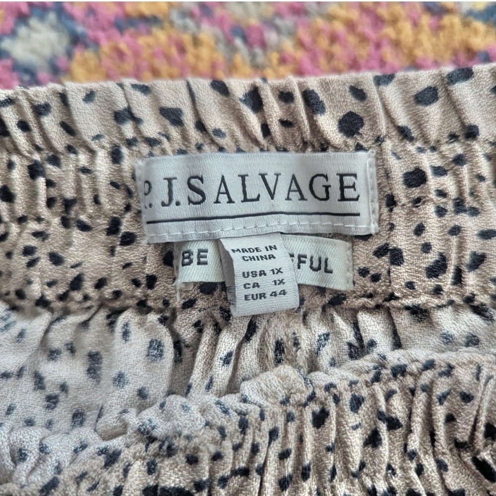 PJ SALVAGE Cheetah Print Elastic Waist Lounge Shorts Pajama Bottoms Plus Size 1X - Picture 3 of 5